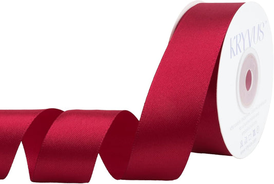 Scarlet Red Satin Ribbon 1 inch X Continuous 25 Yards, Single Face Polyester Ribbon Perfect for Gift Wrapping, Flower Bouquet, Wedding Decor, Crafts, Bow Making, Sewing and More