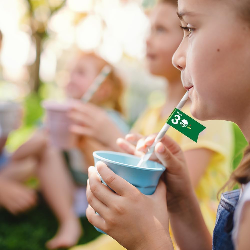 Golf Themed Birthday Party Straw Decor, 20 PCS Par 30 And Still Swinging Birthday Disposable Paper Cocktail Drinking Straw With Flag Tag for Par 30 Golf 30th Birthday Party Decorations (Par 30)