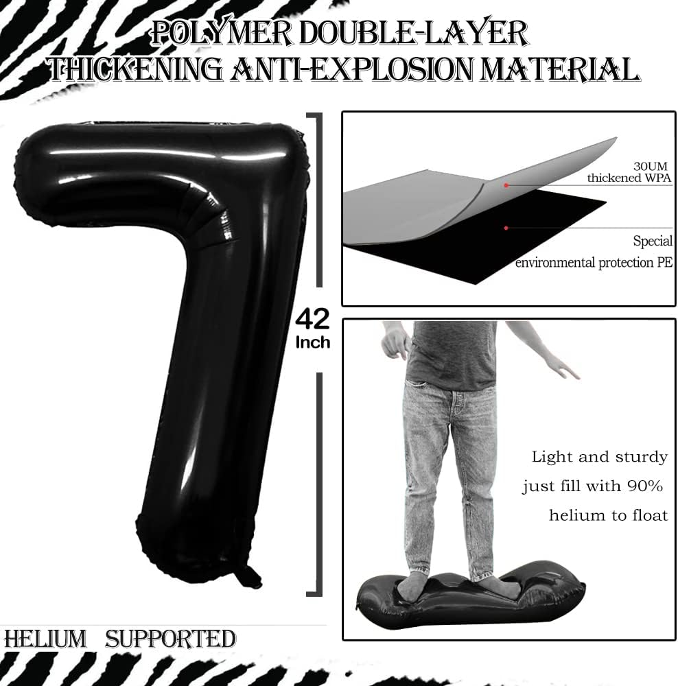 GOER Number 17 Balloons for 17th Birthday Sweet 17 Party Decorations,42 Inch Jumbo Foil Helium 71 Balloons for 71st Birthday Party Decoration (Black)
