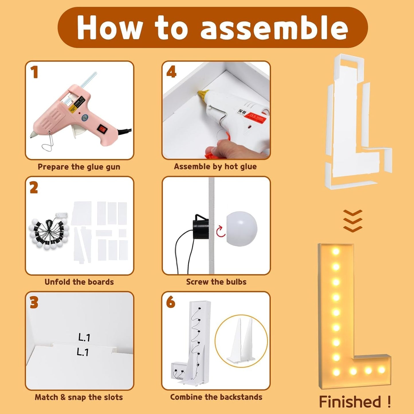 imprsv Marquee Light Up Letters, 4FT Mosaic Letters with Light for Baby Shower Graduation Party Decor, Large L for Engagement Wedding Party Decorations (Need to Assemble)