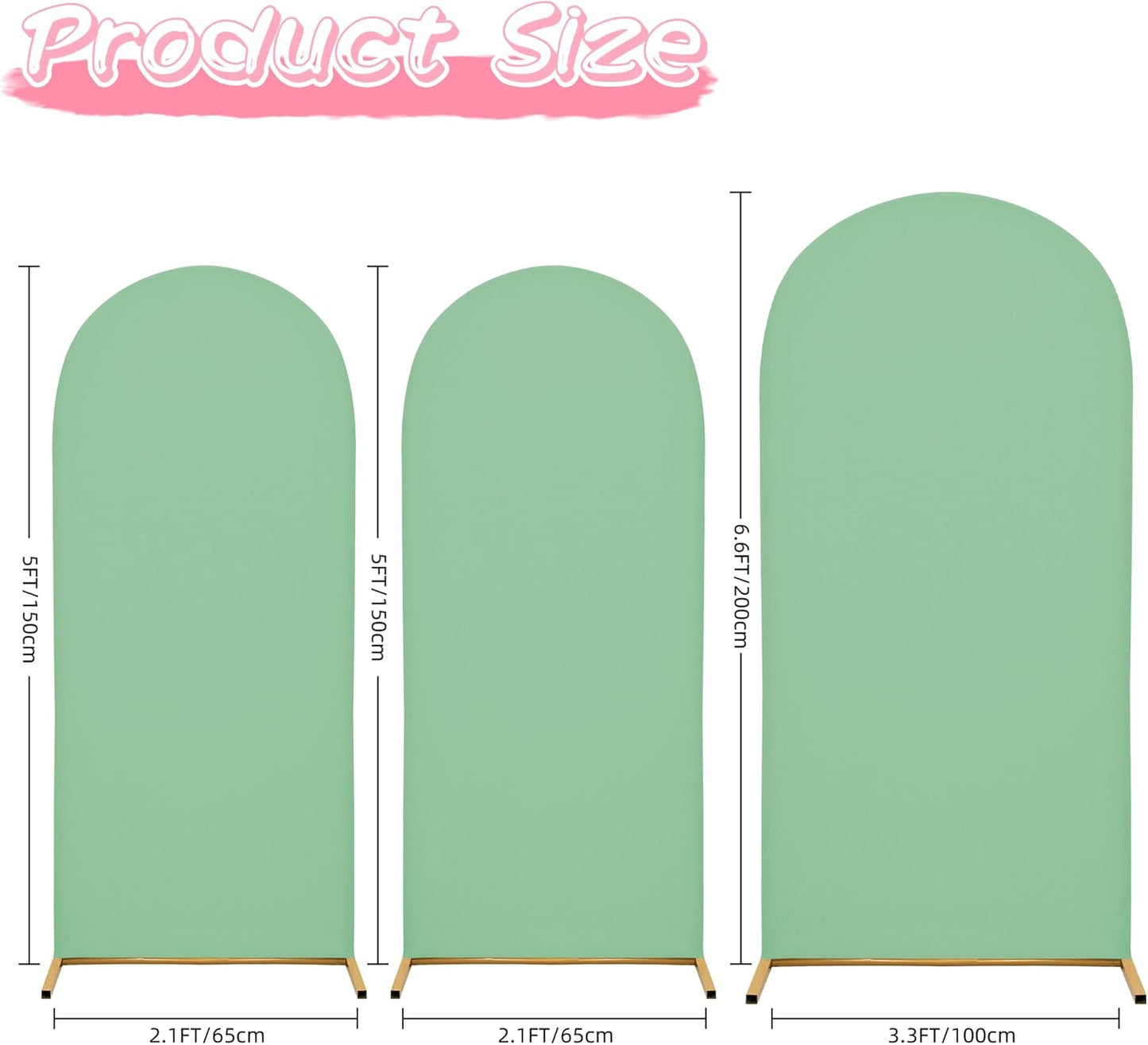 6.6FT Wedding Arch Covers Arch Backdrop Cover Arch Stand Covers Set Arch Cover Spandex Fabric Stretchy Backdrop for Wedding Birthday Party Decoration Baby Shower (Mint Green)
