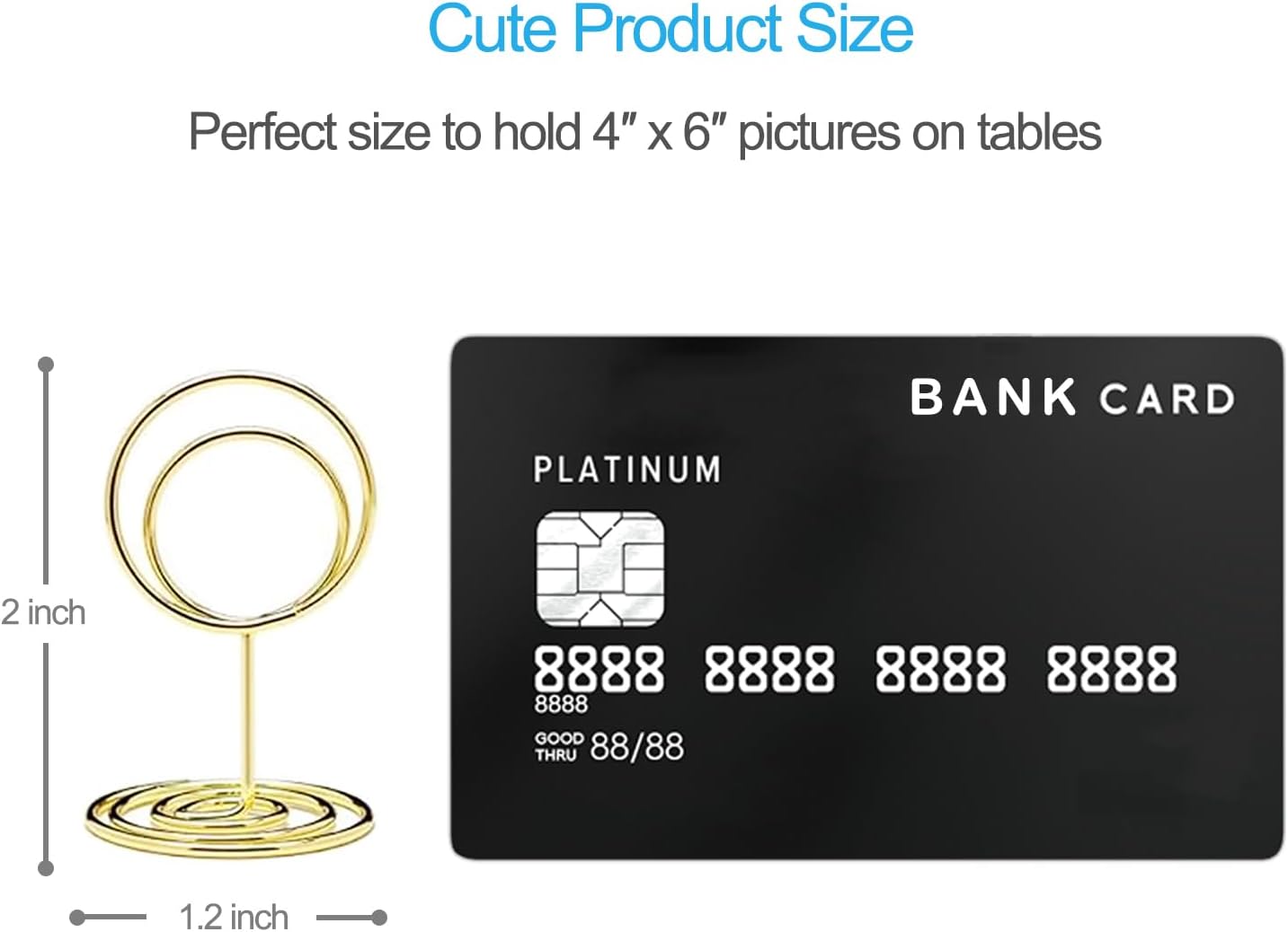 20pcs Mini Place Card Holders, Cute Table Number Holders, Small Size Table Card Holder Tables Number Stands, Wire Photo Picture Menu Clips for Wedding centerpieces, Anniversary Party (Gold)