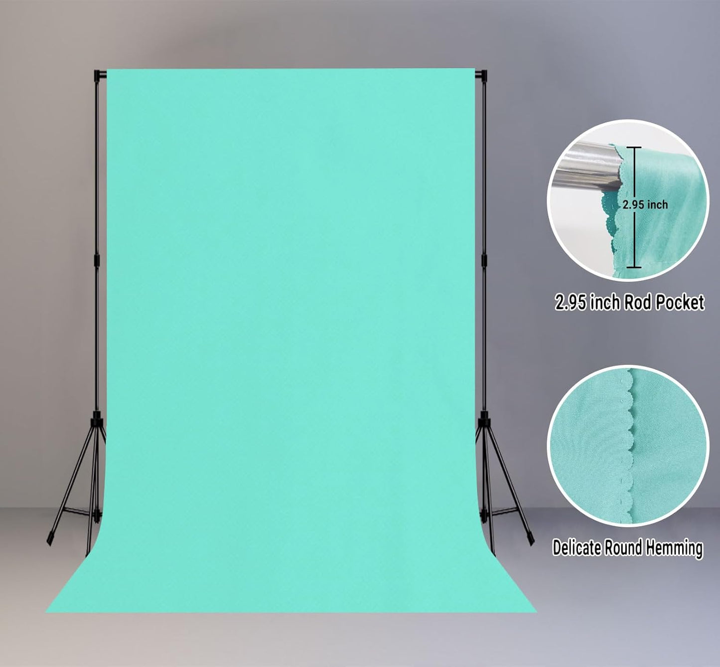 6x9FT Light Blue Screen Backdrop for Photography, Aqua Blue Photo Background Curtain Seamless for Video Meeting Photoshoot Party
