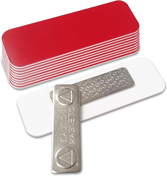 Name Tag/Badge Blanks - 10 Pack - Red 1" X 3", Round Corners, Magnetic Backing