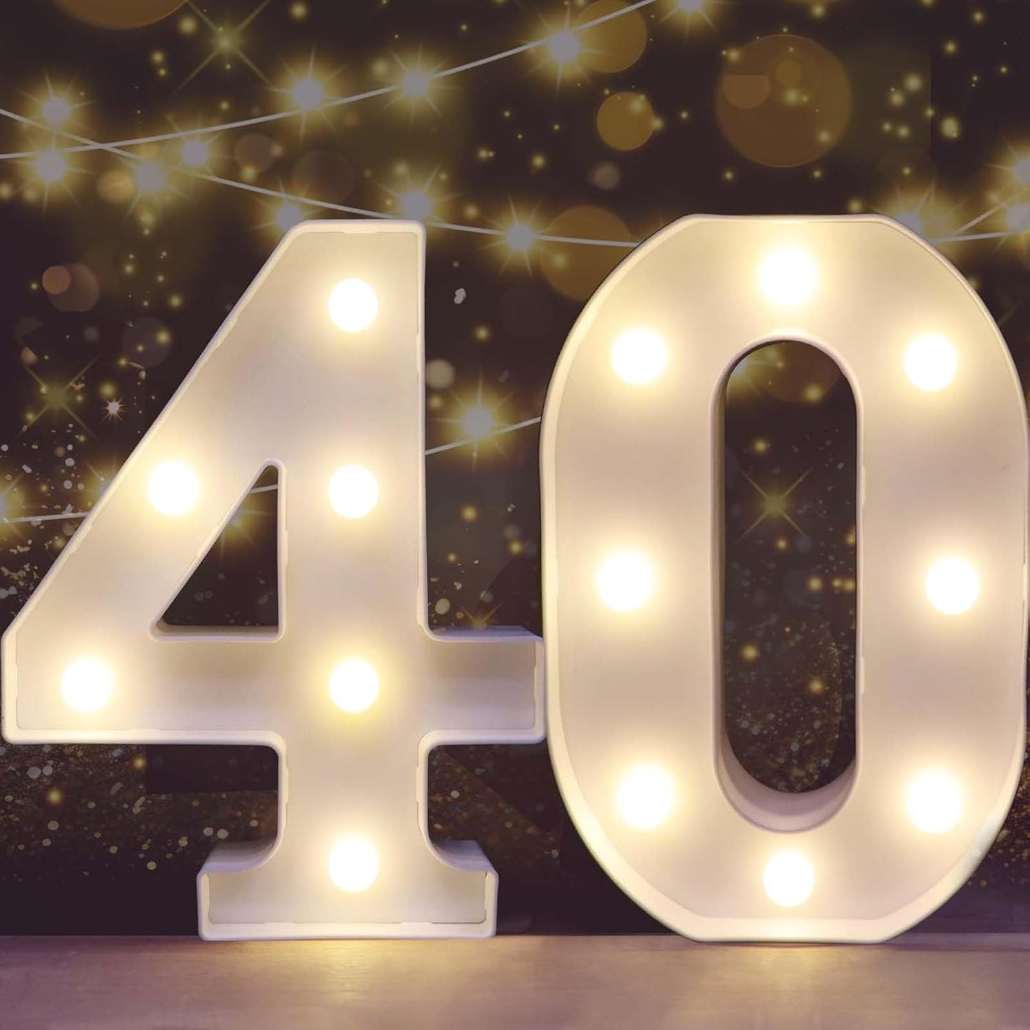 Pooqla 40th Birthday Decorations for Her Him, Light Up Number 40 for Party Table Decorations, 40th Birthday Gift for Women Men, Backdrop Wall Decor for 40th Wedding Anniversary Decoration