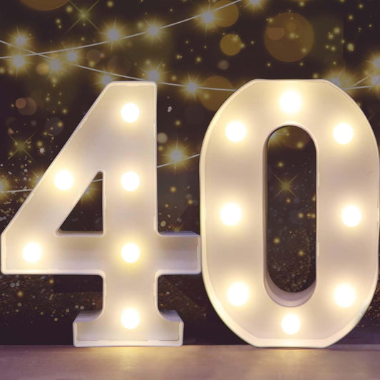Pooqla 40th Birthday Decorations for Her Him, Light Up Number 40 for Party Table Decorations, 40th Birthday Gift for Women Men, Backdrop Wall Decor for 40th Wedding Anniversary Decoration