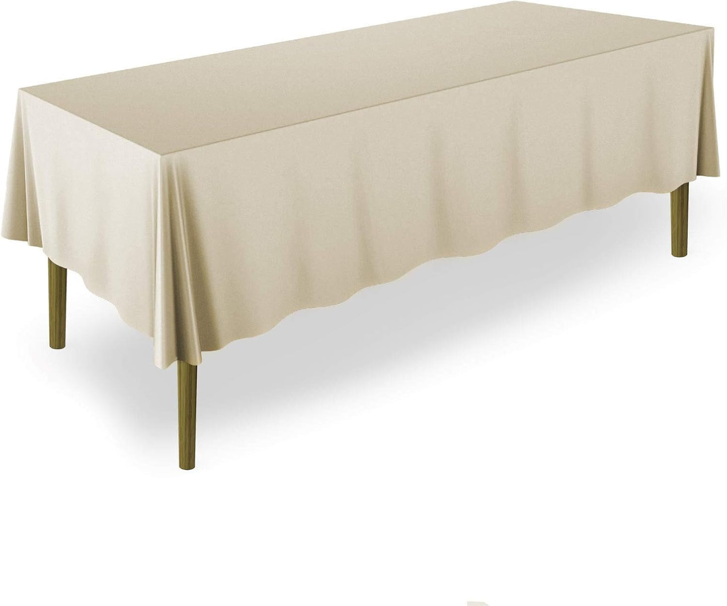 Lann's Linens - 10 Premium 60" x 126" Tablecloths for Wedding/Banquet/Restaurant - Rectangular Polyester Fabric Table Cloths - Beige