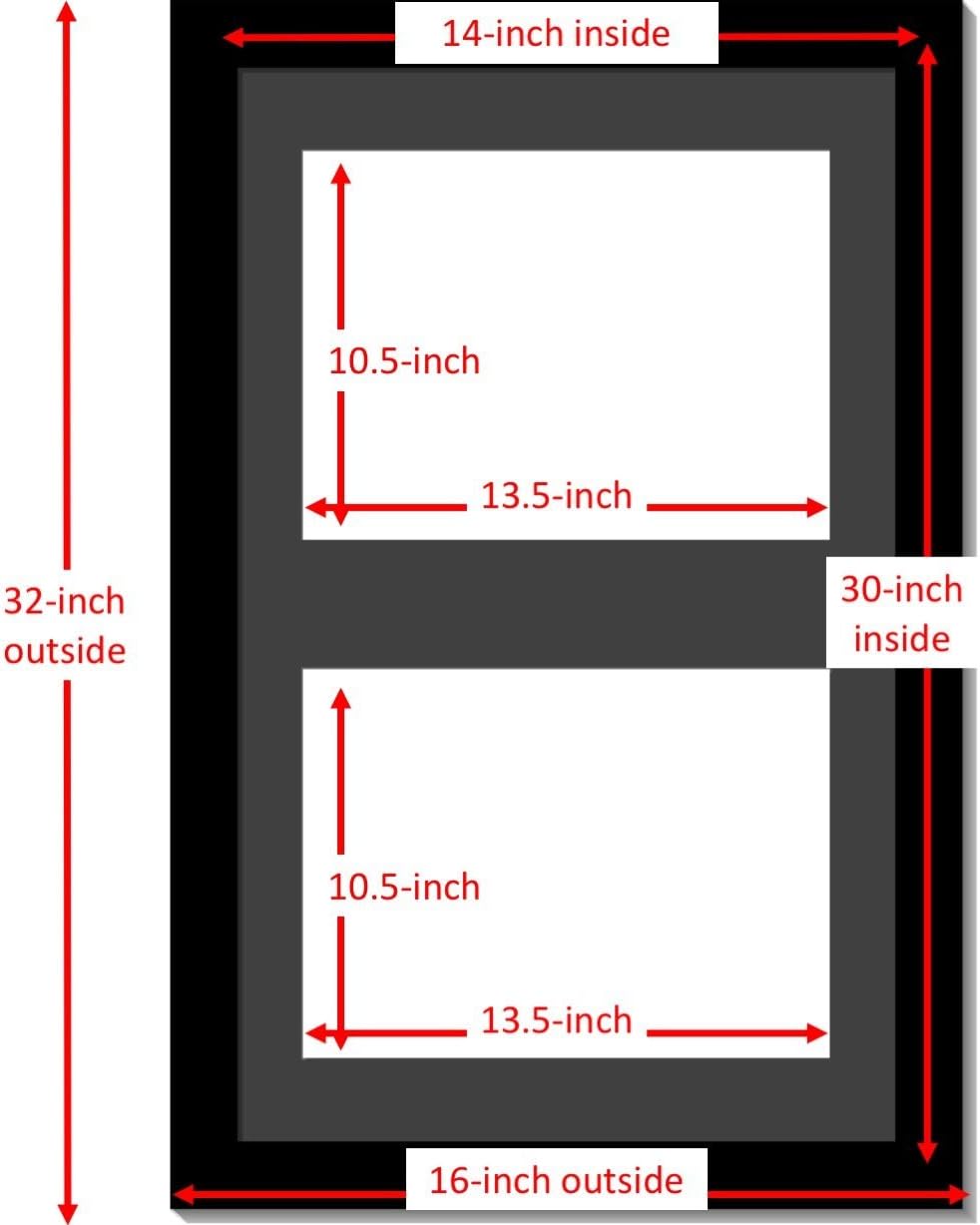 Creative Picture Frames 16X24Bk-B Black Vertical Double Diploma Frame With 2 Opening Black Mat, Holds 2-11X14-Inch Documents With Wall Hanger