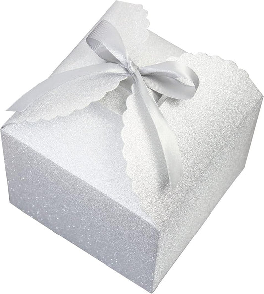 Silver Glitter Gift Boxes, 10 PCS Small Gift Box with Lids Bulk for Wedding, Party, Birthday, Valentine's Day and More, 4.75” x 4.75” x 3.53” Fancy Present Box for Gift Giving