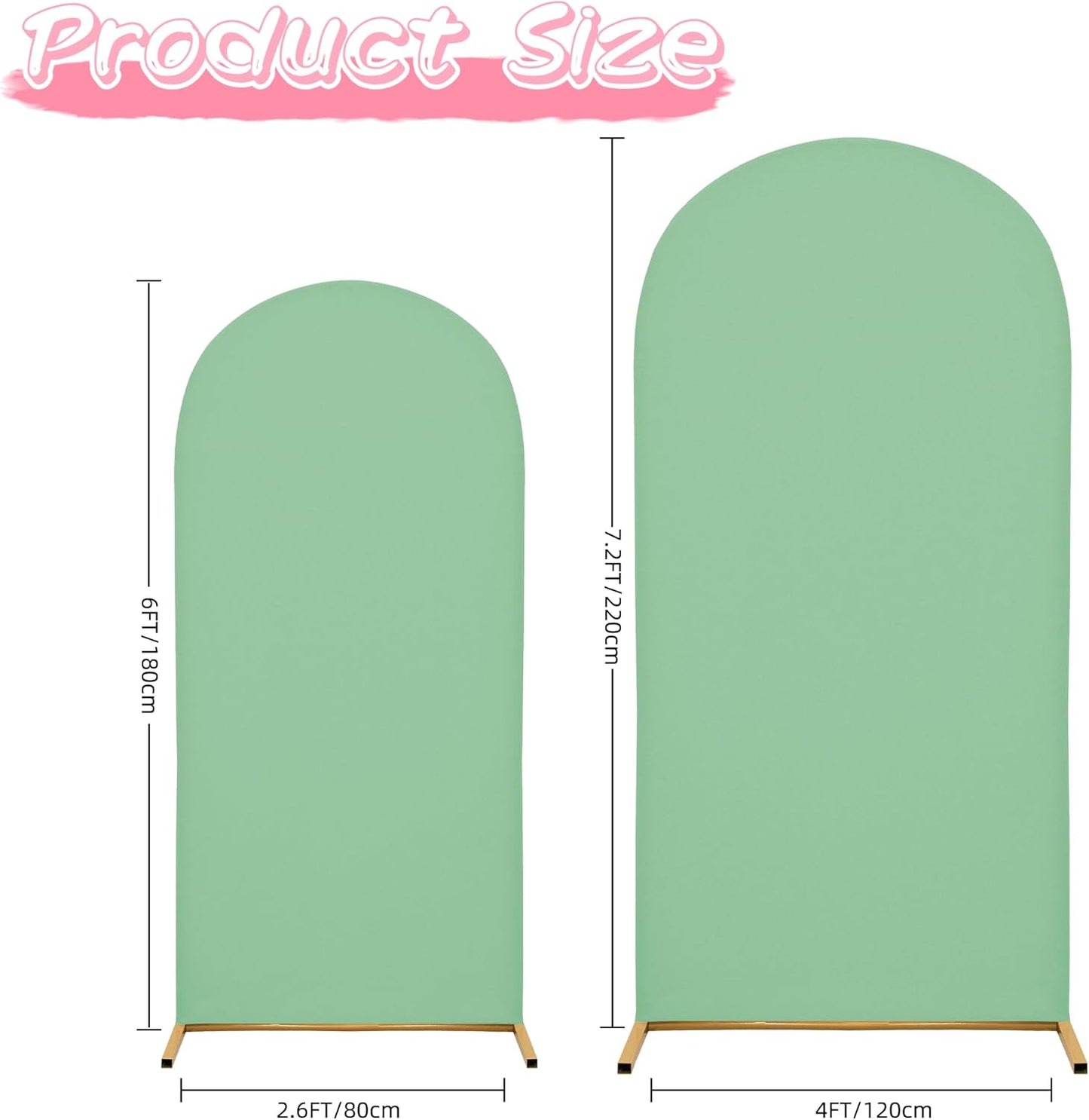 7.2FT Wedding Arch Covers Arch Backdrop Cover Arch Stand Covers Set Arch Cover Spandex Fabric Stretchy Backdrop for Wedding Birthday Party Decoration Baby Shower (Mint Green)