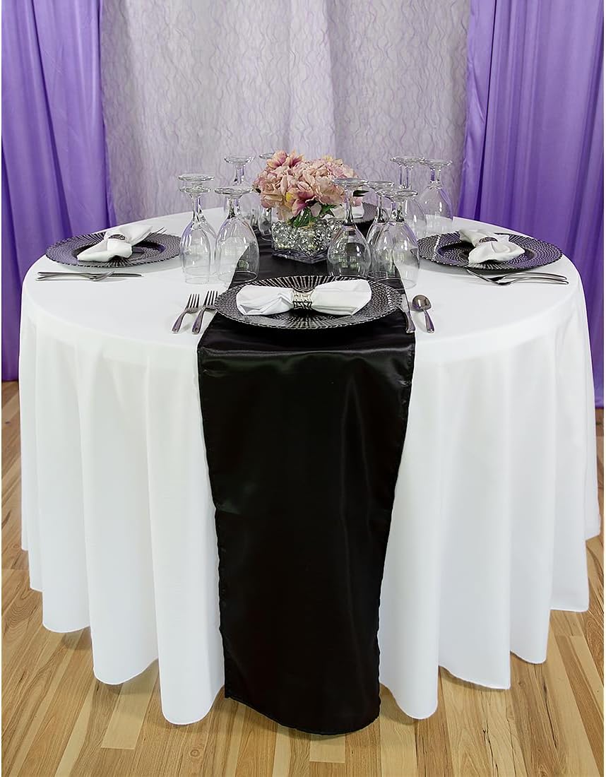 LTC LINENS 10 Pack 108 Inch Round Tablecloths White - Bulk for 48 Inch Round Table Floor Length - Wrinkle Resistant Polyester Fabric Cloth for Wedding