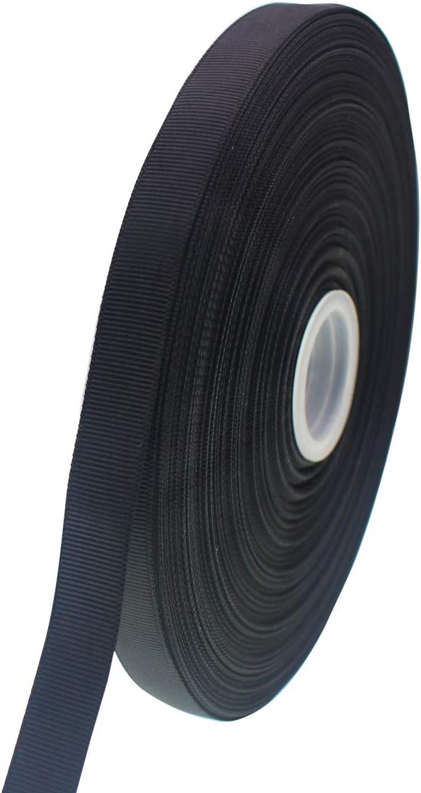 Jesep One Roll 100 Yards 5/8" Soild Grosgrain Ribbon Boutique Gift Wrapping Package Ribbon, DIY Crafts Bow Hair Headband Accessories Assorted Ribbon#30(5/8" 15mm, Black)