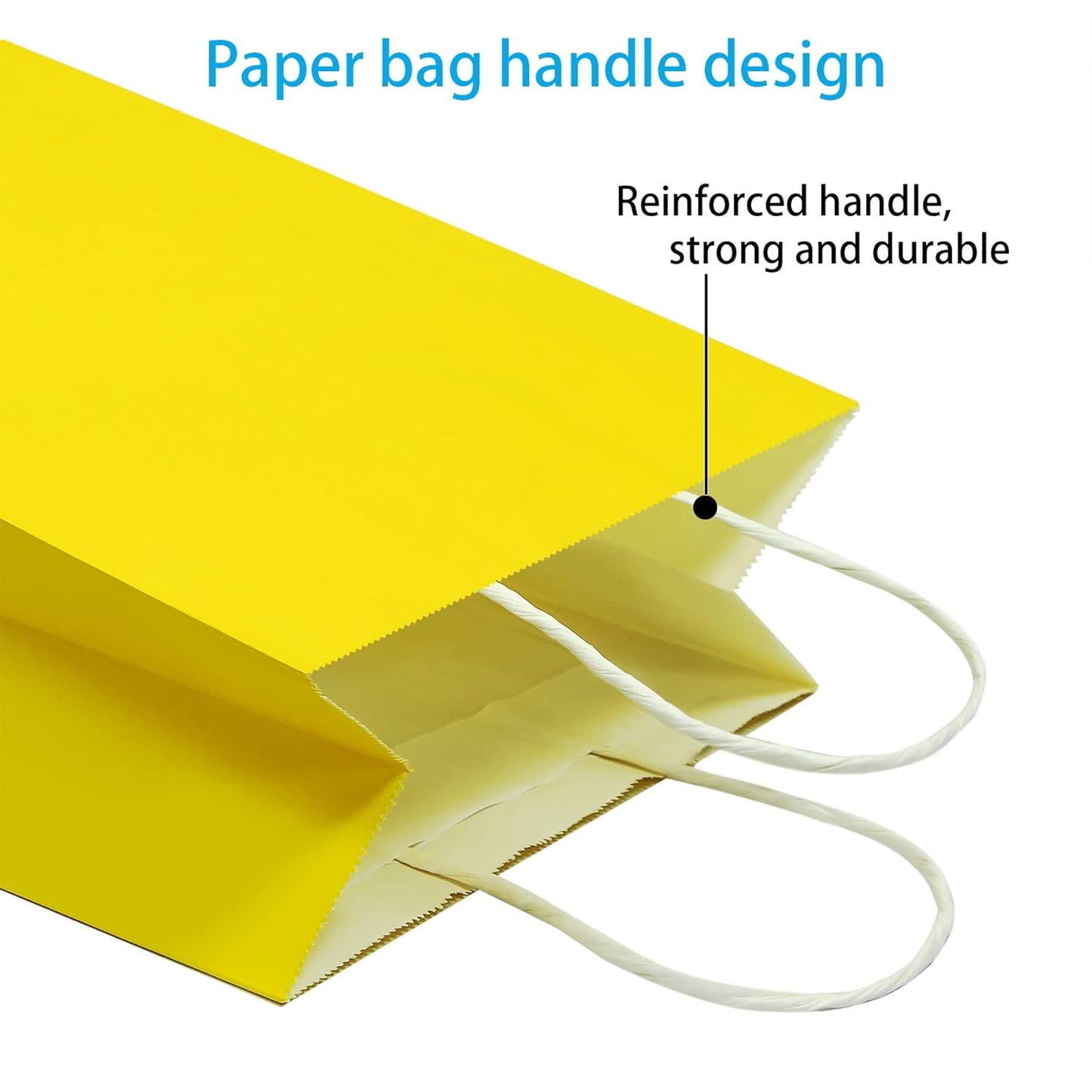 25 PCS Small Gift Bags Yellow Kraft Paper Bags with Handles for Party Favor (8.2 x 6 x 3.1 In)