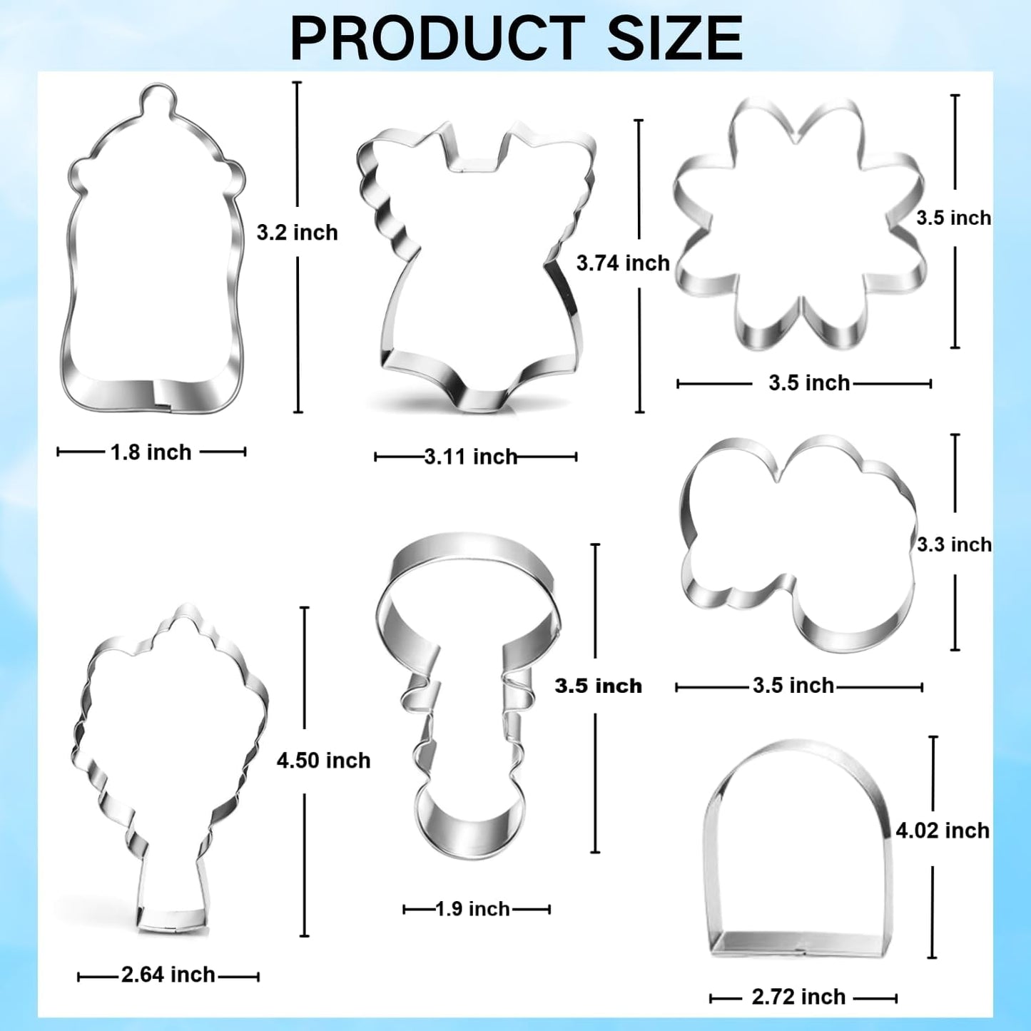 Wildflower Baby Shower Cookie Cutters Set - 7-Piece - Stainless Steel - Dishwasher Safe - Perfect for Baby in Bloom Baby Girl Baby Shower