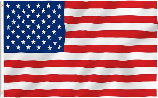 1 Piece 3x5 Foot American Flag | US Flag Vivid Color and UV Fade Resistant - Canvas Header and Double Stitched | Lightweight Duty Outdoor Polyester US Flags with Brass Grommets (3 x 5 Ft)