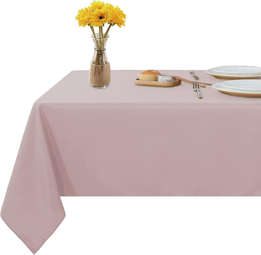 Fitable Rectangle Tablecloth Stain and Wrinkle Resistant Washable Polyester Table Cloth for Buffet Parties and Camping (60x102 inch, Blush)