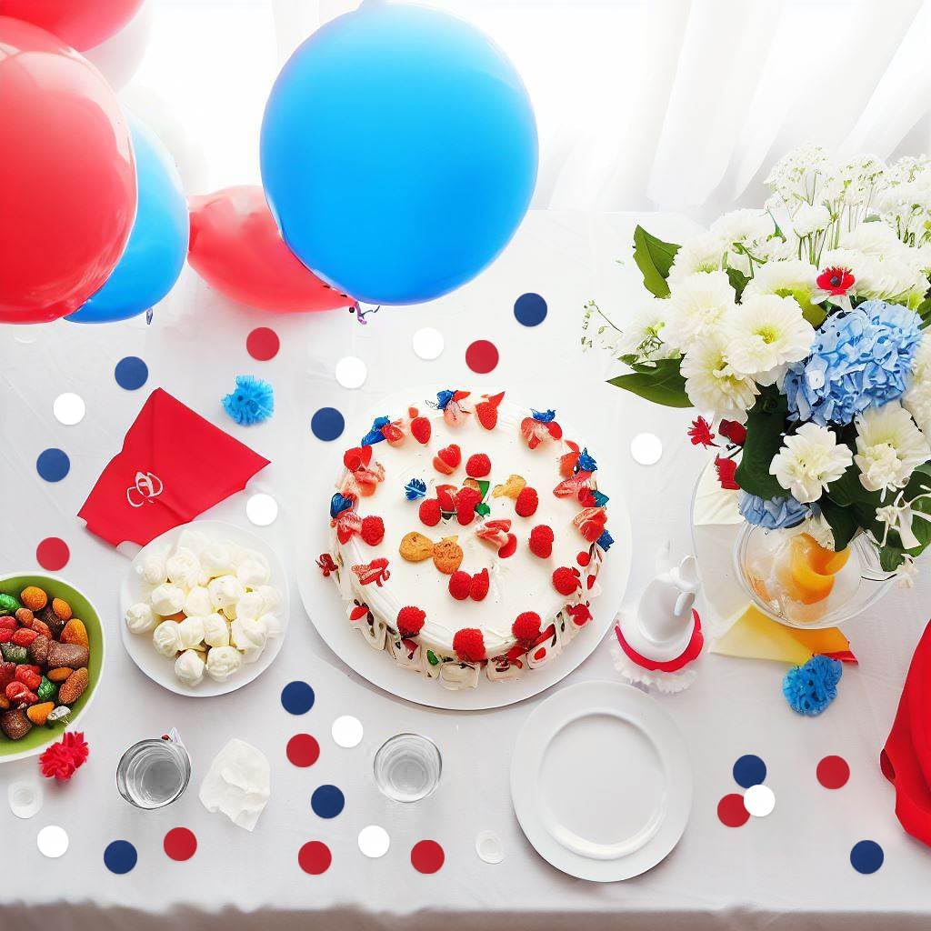 Red White Blue Party Decorations - 300Pcs Confetti Paper Dot Birthday National Day Patriotic American theme Table Decor