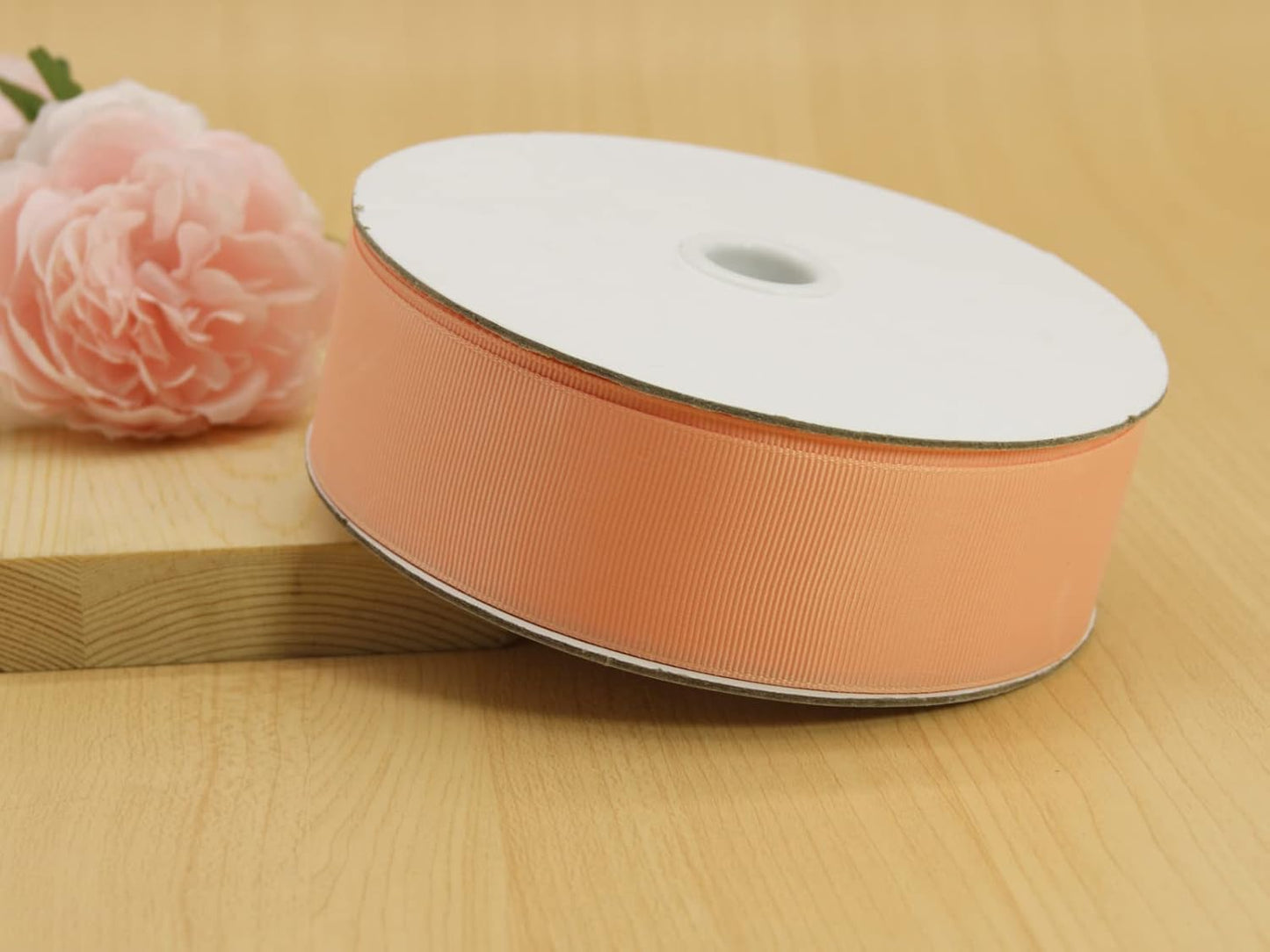 One Roll 50 Yards Soild Peach Grosgrain Ribbon 1 1/2 inch Flower Bouquets Ribbons-1.5 inch Thick Gift Wrapping Ribbon-DIY Crafts Bow Hair Headband Accessories Ribbons #203(38mm)
