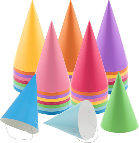 24 PCS Birthday Party Cone Hats Party Hat with Elastic String for Kids and Adults Birthday, Baby Shower, Bridal Shower