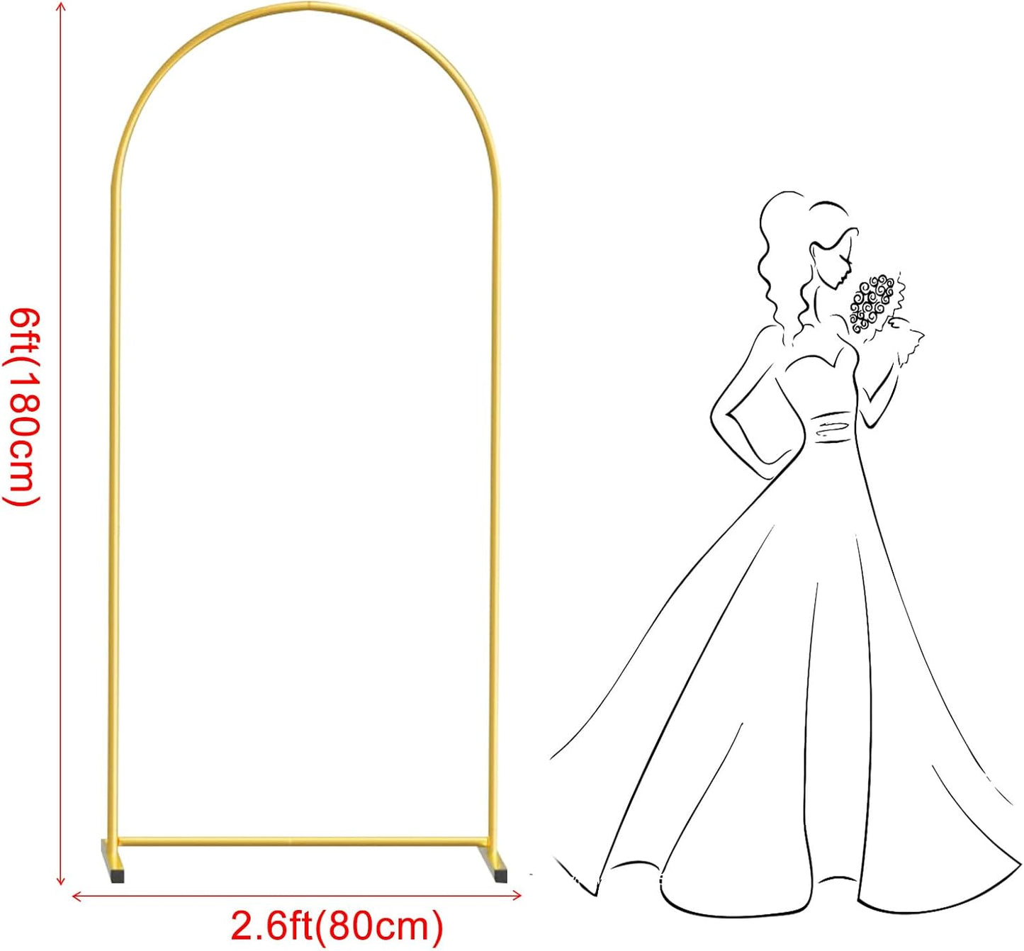 6FT Gold Metal Arch Backdrop Stand, Square Balloon Arch Stand Wedding Frame for Birthday Party, Baby Shower, and Ceremony Decoration