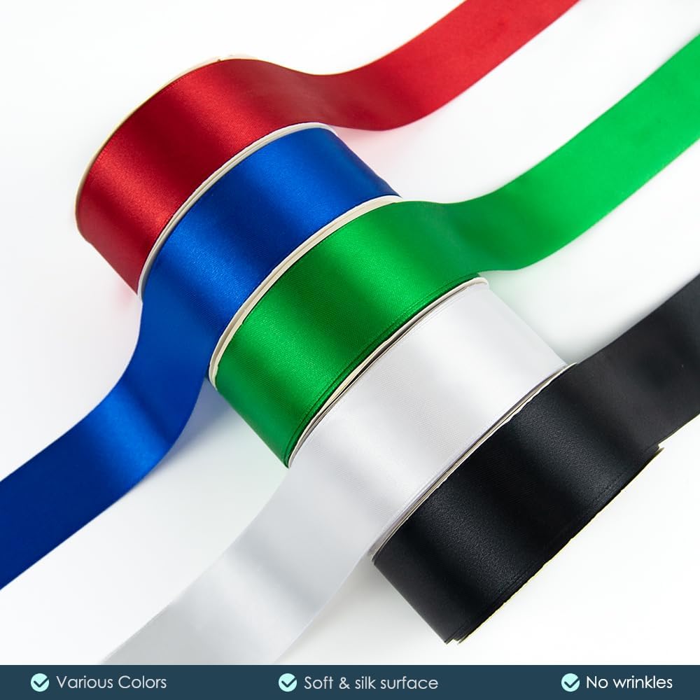 KMER LIFE 1-1/2" Wide x 50 Yards Single Faced Polyester Satin Ribbon, Royal Blue Satin Ribbon for Wedding Decor, Wreath, Crafts & Gift Wrapping