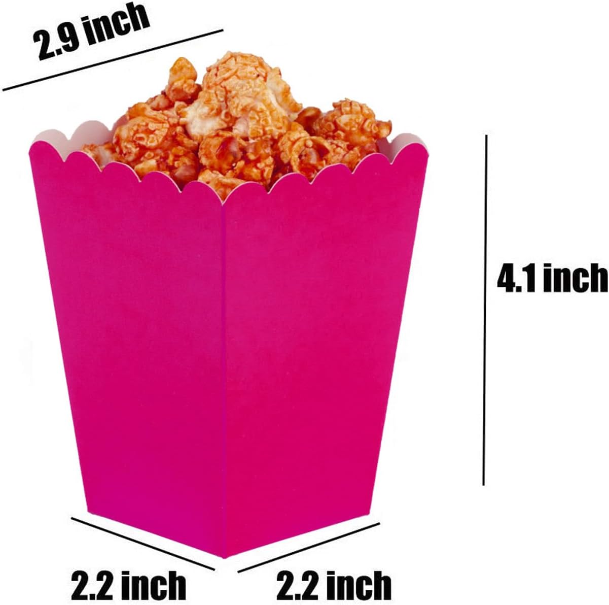 Hot Pink Popcorn Boxes Mini Pack of 12, Paper Popcorn Container for Birthday Party, Graduation, Wedding, Carnival, Movie Night