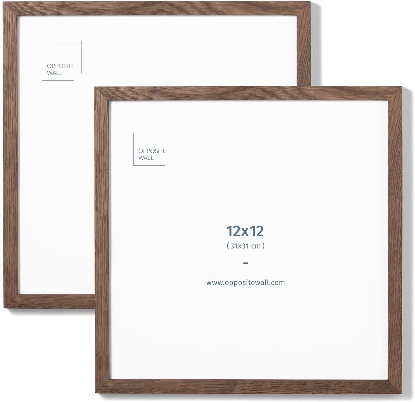 Opposite Wall - 12x12 in - Dark Solid Oak Wood Picture Frame - Lightweight, Versatile & Shatterproof - Wall Hanging Poster or Photo Frame - Wall Decor for Office, Gallery & Home - 2 Pack