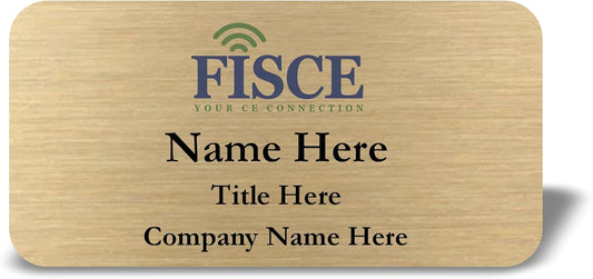Custom Name Tag with Logo - Personalized Name Badge with Magnet Backing - Choose Your Size and Color (Gold Metal 3"x1.5" - Logo on Top)