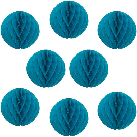8pcs 10 inch Paper Honeycomb Balls Decorative Tissue Pom Poms Flower Art Hanging Balls for Birthday Wedding Nursery Baby Shower Home Decor (10inch, Teal)