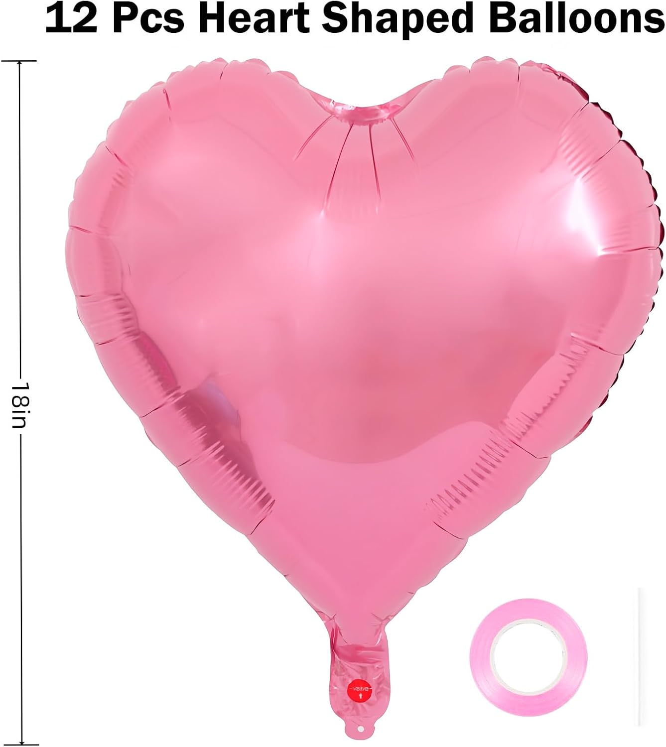 12Pcs Pink Heart Balloons,18 Inch Pink Heart Shape Balloons Love Balloons Valentine Balloons for for Valentines Day Wedding Brithday Decorations