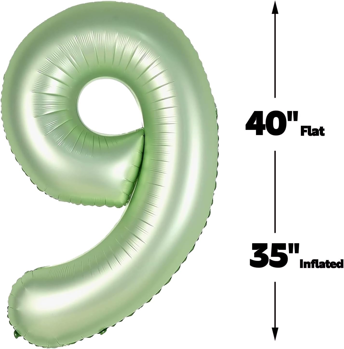 Big Sage Green 40 Inch 9 Balloon Number, Jumbo Giant 9th 19 29 39 49 99 Birthday Party Decorations, Large Oliver Green Foil Balloons Anniversary Birthday Party Engagement Decorations