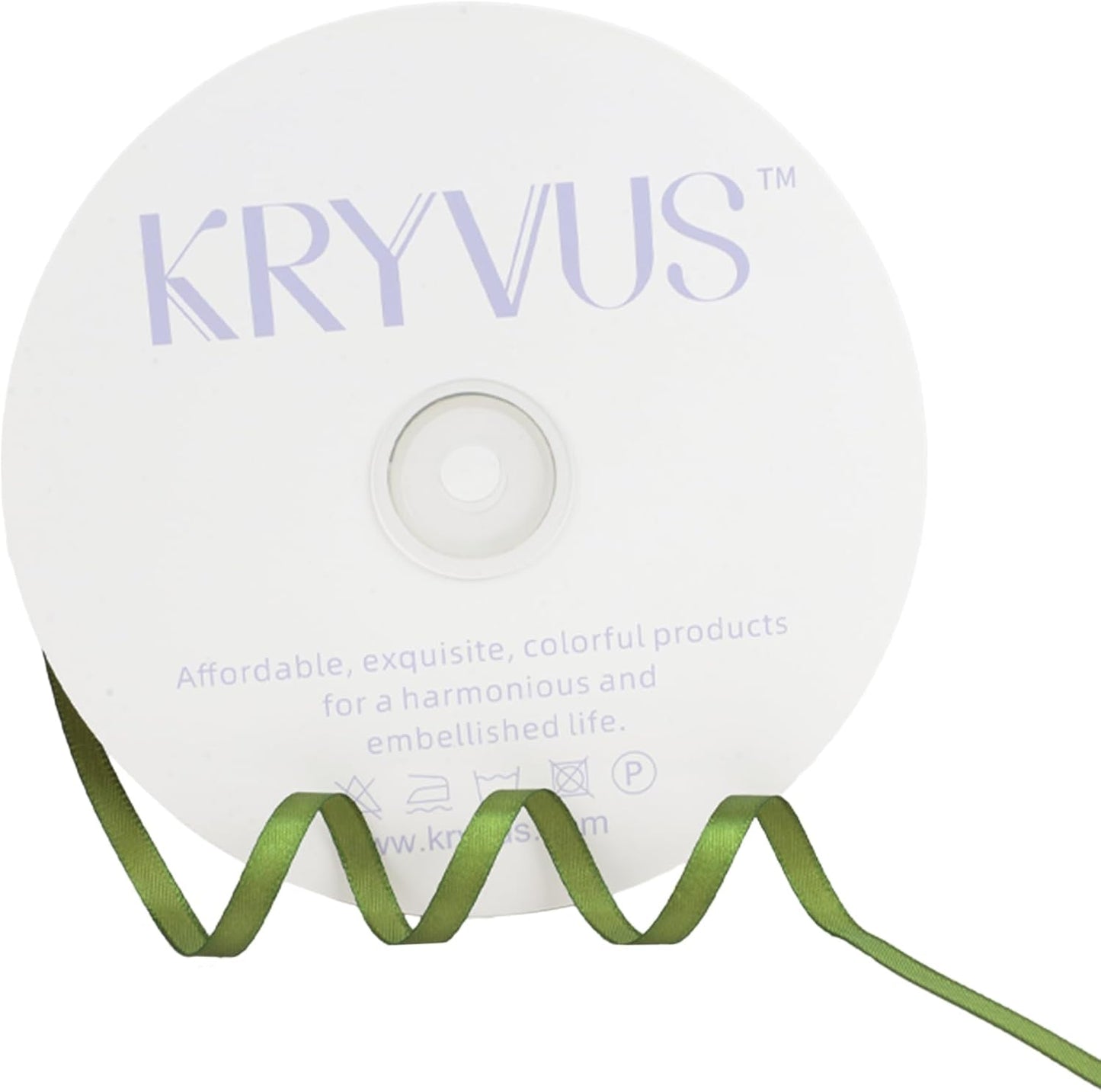 Olive Green Satin Ribbon 1/4 inch X Continuous 100 Yards, Single Face Polyester Ribbon Perfect for Gift Wrapping, Flower Bouquet, Wedding Decor, Crafts, Bow Making, Sewing and More