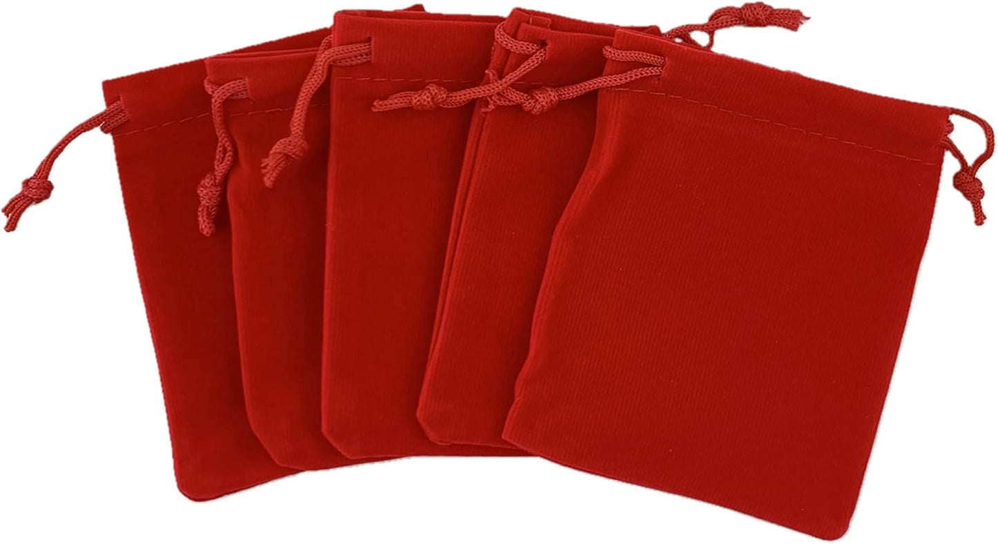Palmhomee Pack of 48 3x4 Inch Velvet Drawstring Bags Gift Bag Velvet Pouch For Jewelry Wedding and Party Favor (Red)