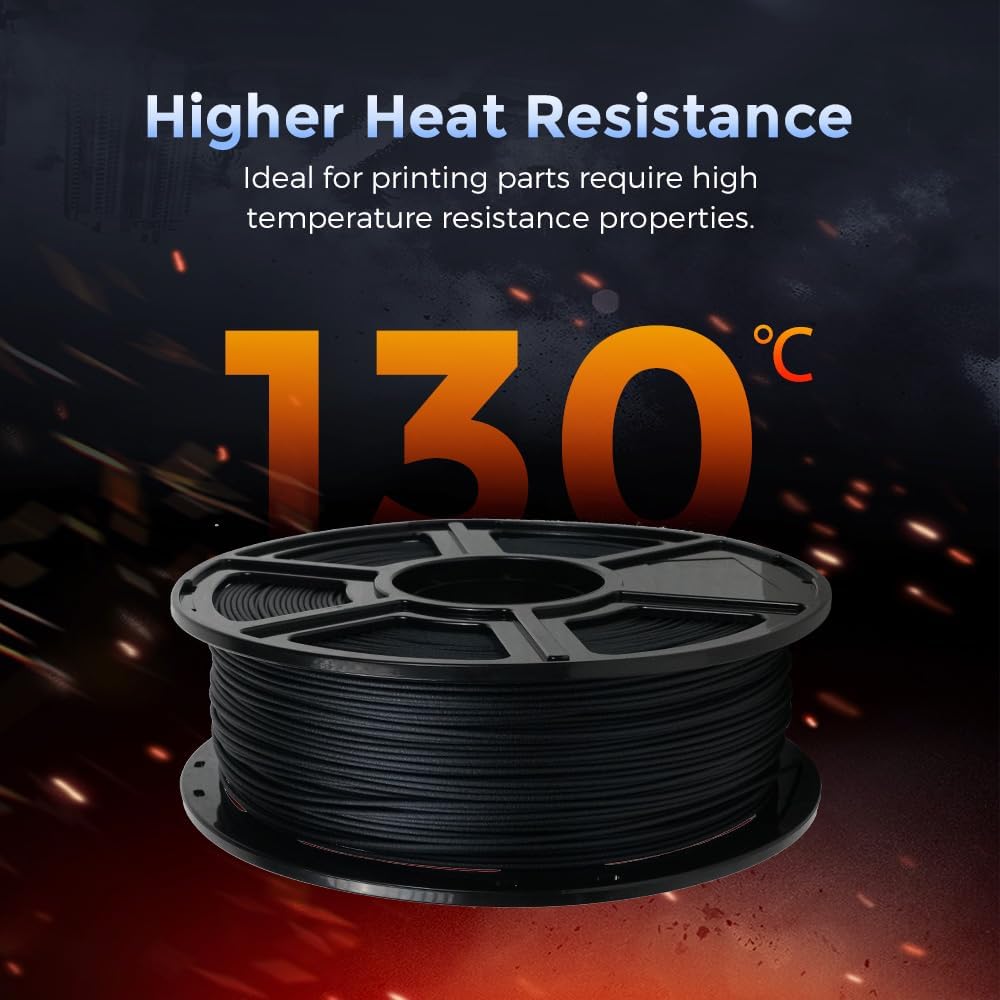FLASHFORGE Carbon Fiber PETG Filament 1.75mm, Carbon Fiber PETG 3D Printer Filament, 1KG Spool Dimensional Accuracy +/- 0.02mm, Lightweight & Heat-Resistant & Moisture Free (Black)