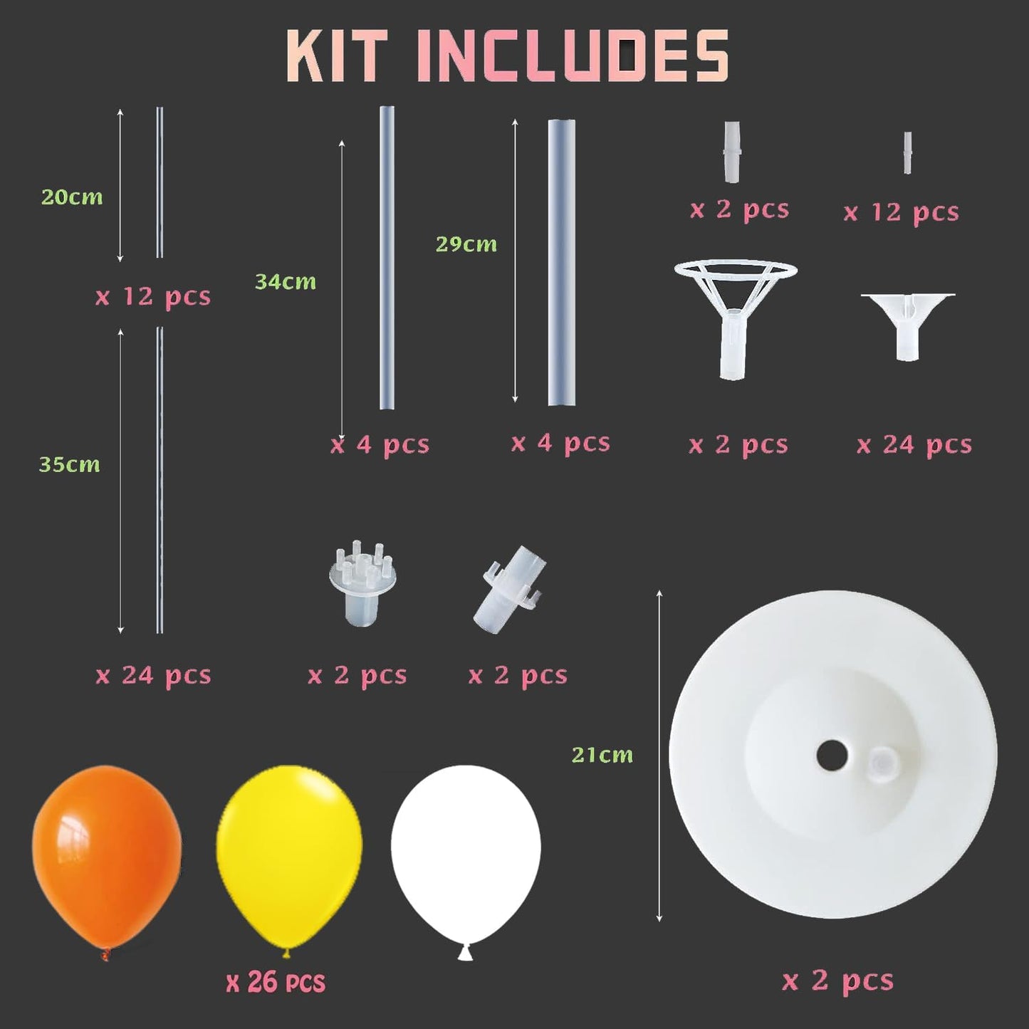 Balloon Column Kit Set of 2,Balloon balloon stands for floor with Base and Pole,Balloon Tower Backdrop Decoration for Wedding, Baby Shower, Birthday Party, or Graduation Party (Orange Yellow)