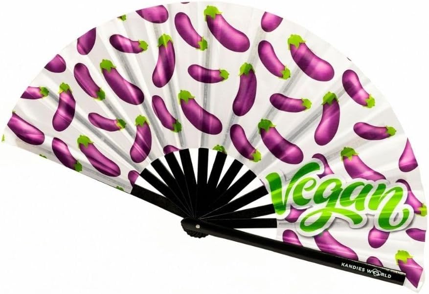 Kandies World UV Reactive Custom Festival Folding Hand Fan - Unique Designs, Made of Bamboo, Clacking Sound, Lightweight - Perfect Rave and Festival Accessory!