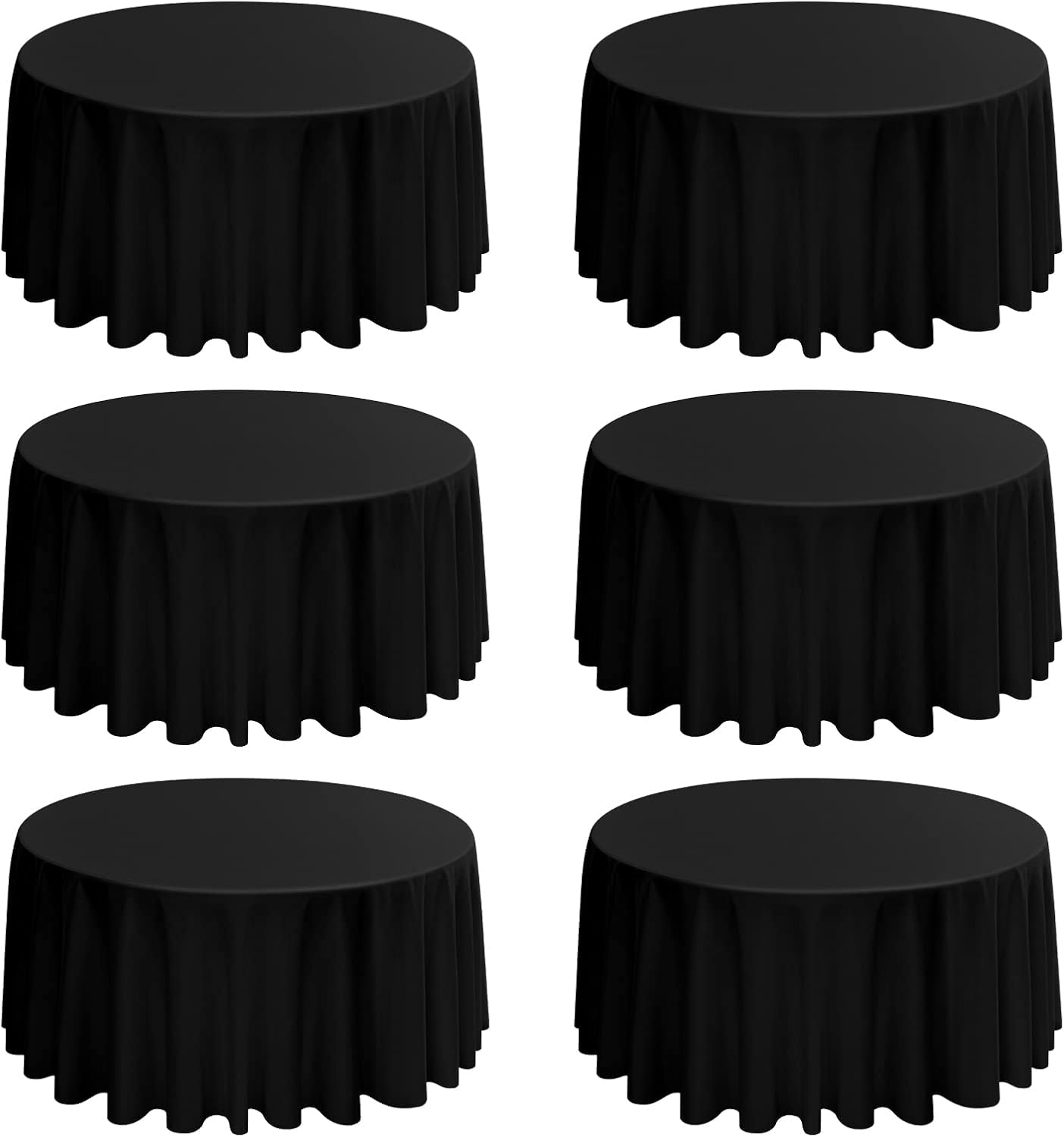 6 Pack Round Tablecloths - 108 Inch, Black Polyester Table Cover for Round Table, Stain and Wrinkle Resistant Washable Fabric Table Cloth, Polyester Tablecloth for Wedding Banquet Parties