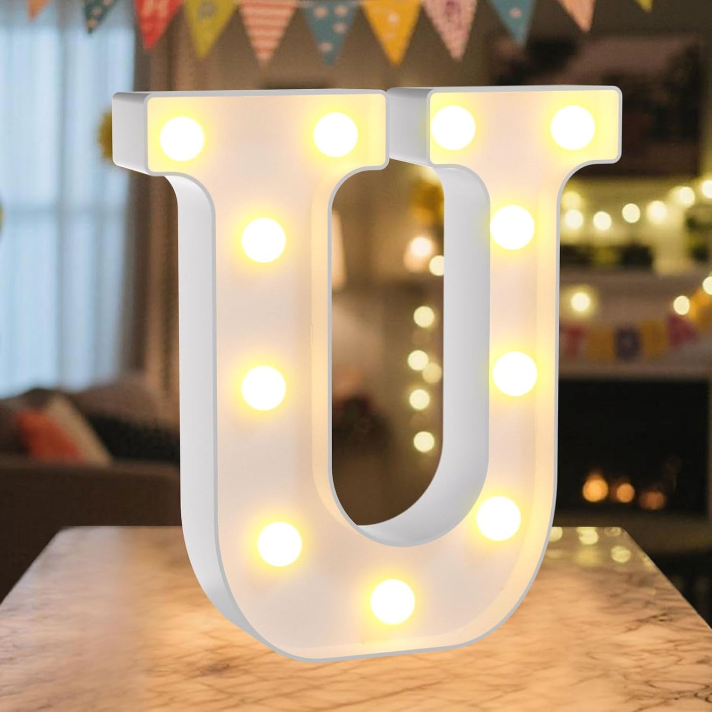LED Marquee Light Up Letters Sign - Lighted Letters Alphabet for Birthday, Graduation, Bar Wall & Table Party Decor, Wedding Anniversary and Christmas Decorations, Letter U