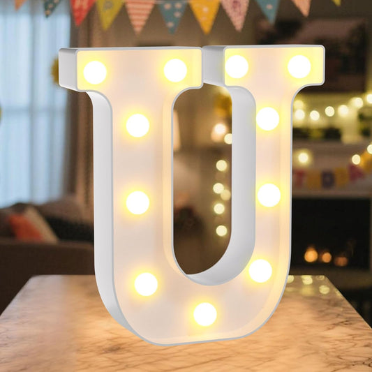 LED Marquee Light Up Letters Sign - Lighted Letters Alphabet for Birthday, Graduation, Bar Wall & Table Party Decor, Wedding Anniversary and Christmas Decorations, Letter U