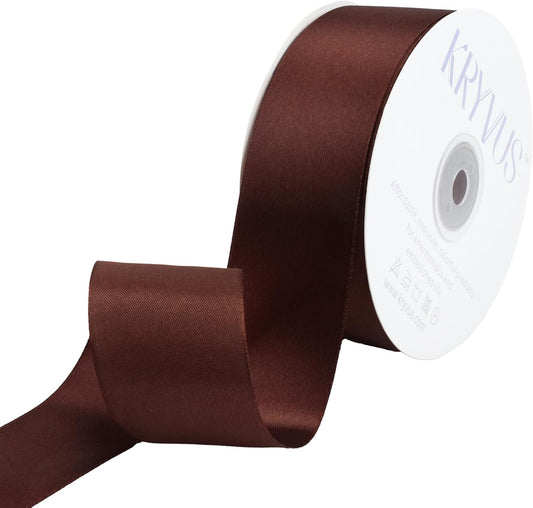 Dark Brown Satin Ribbon 1-1/2 inch X Continuous 50 Yards, Single Face Polyester Ribbon Perfect for Gift Wrapping, Flower Bouquet, Wedding Decor, Crafts, Bow Making, Sewing and More