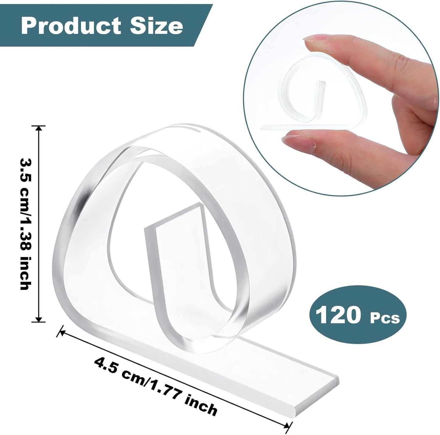 120 Pieces Transparent Clear Plastic Tablecloth Clips, Windproof Picnic Table Skirting Clamps Ideal for Outdoor Camping Picnic Christmas Weddings Banquets Graduation Parties (e Shape)