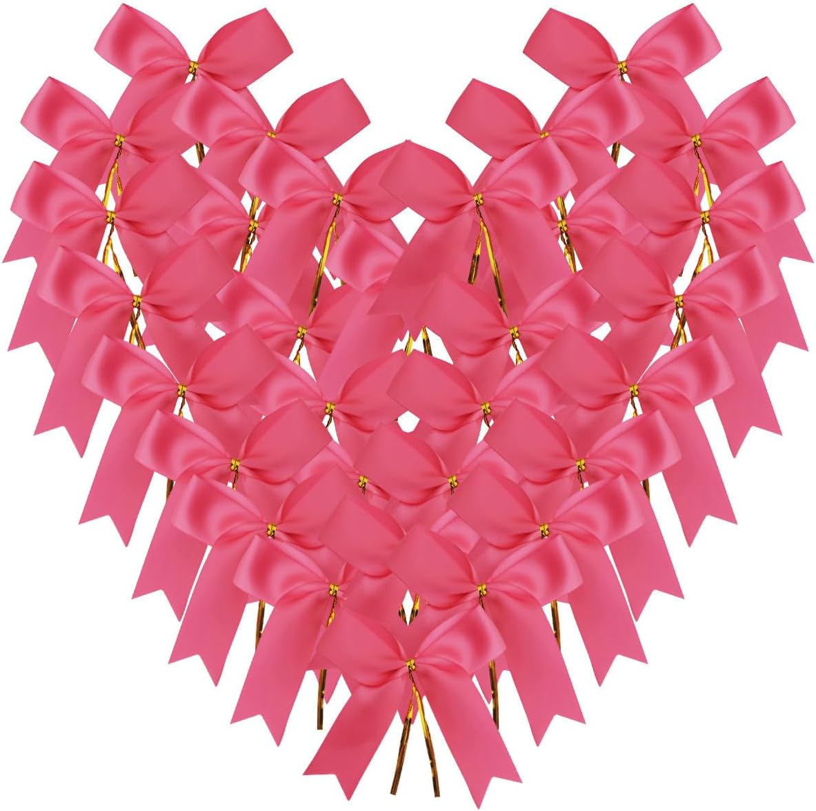 50pcs 3-1/2" Hot Pink Satin Ribbon Bows with Twist Ties for Gift Wrapping Packing Christmas Decoration(Hot.Pink)