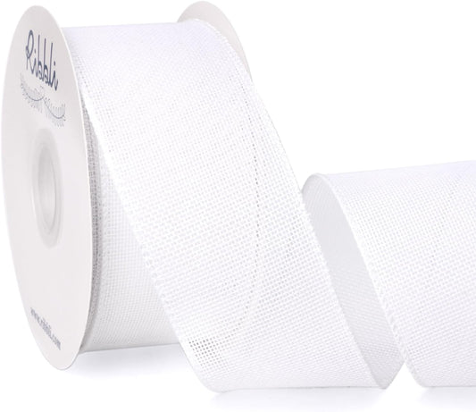 Ribbli White Burlap Wired Ribbon, 2-1/2” Inch x Continuous 20 Yard, White Wired Ribbon for Wreaths,Big Bows,Tree Decoration,Outdoor Decoration