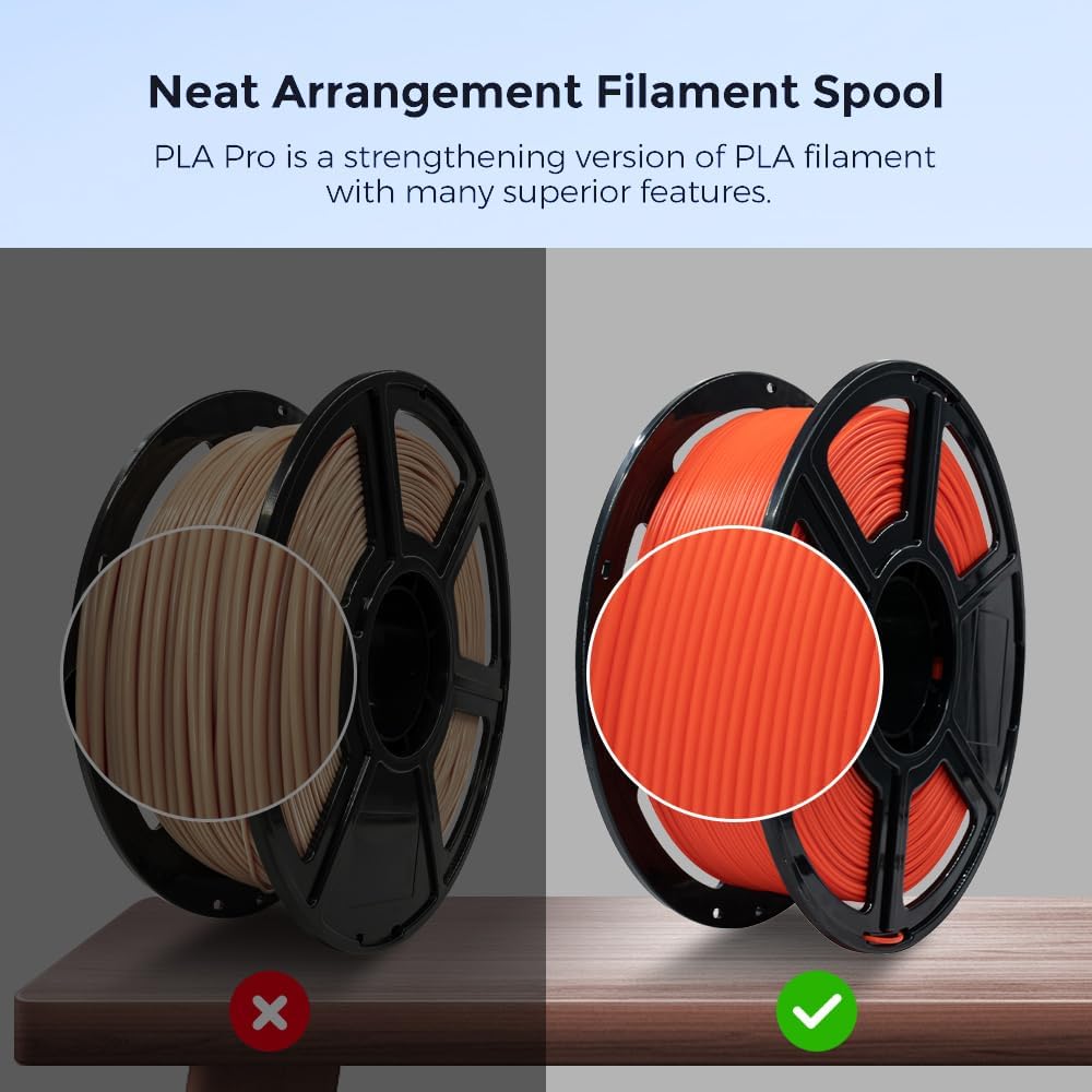 FLASHFORGE 3D Printer Filament, PLA PRO Filament 1.75mm, 1KG Spool (2.2lbs), Dimensional Accuracy +/- 0.02mm for FDM 3D Printers, Better Tenacity & No Knotting (Tangerine)