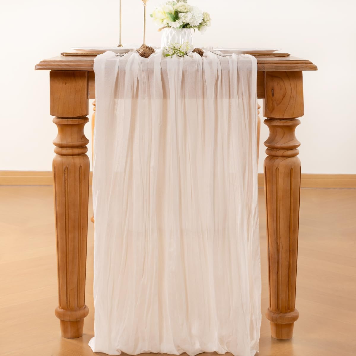 Ivory Table Runner Cheesecloth Table Runner 4 Pack 10FT Farmhouse Table Runners 120 Inches Fall Table Decor Dining Room Centerpiece Wedding Boho Baby Shower Birthday