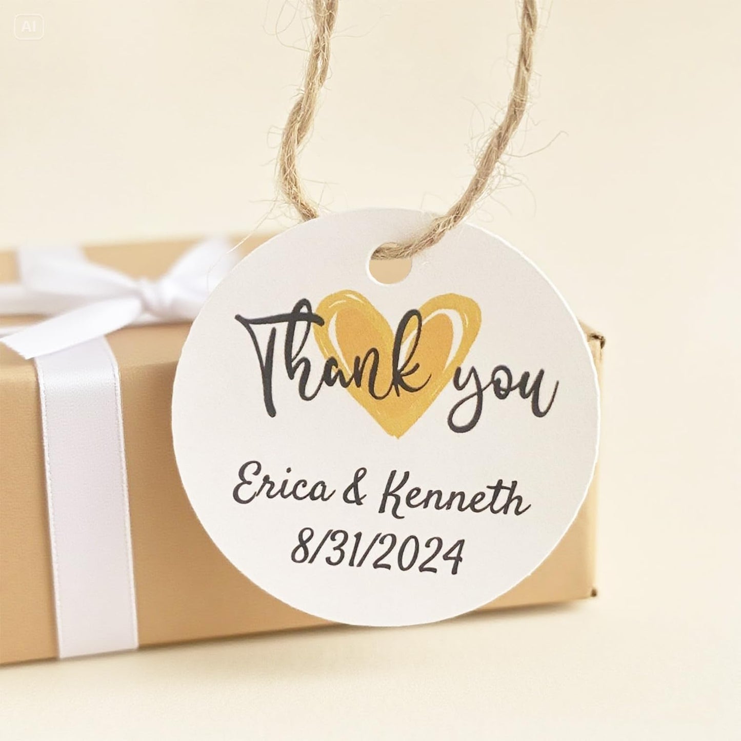 Custom 2inch 100pack Gift Tags with Strings,Personalized Thank You Tags Party Decoration Paper Gift Labels for Birthday Wedding Favor Baby Shower Floral Hang Tag Hangtag (Round Shape)