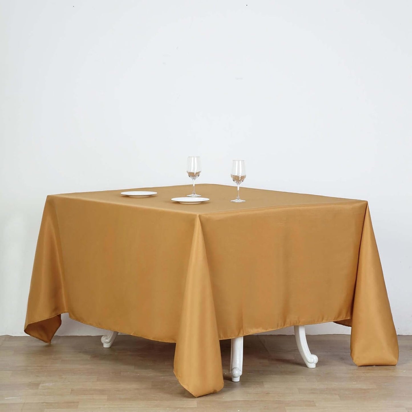 Efavormart 90" Gold Wholesale Linens Polyester Square Linen Tablecloth for Kitchen Dining Catering Wedding Birthday Party Events