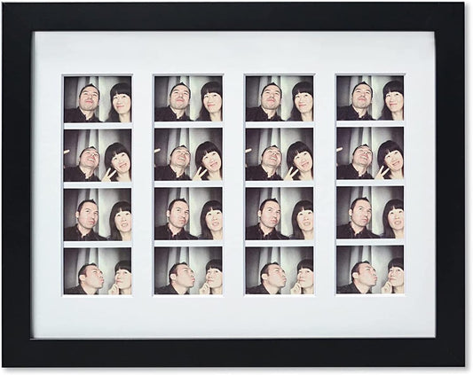 Golden State Art, 8.5x11 Photo frame with mat for 4 2x6 photo booth pictures, Includes Real Glass & Easel Back Display, make a good gifts, Black