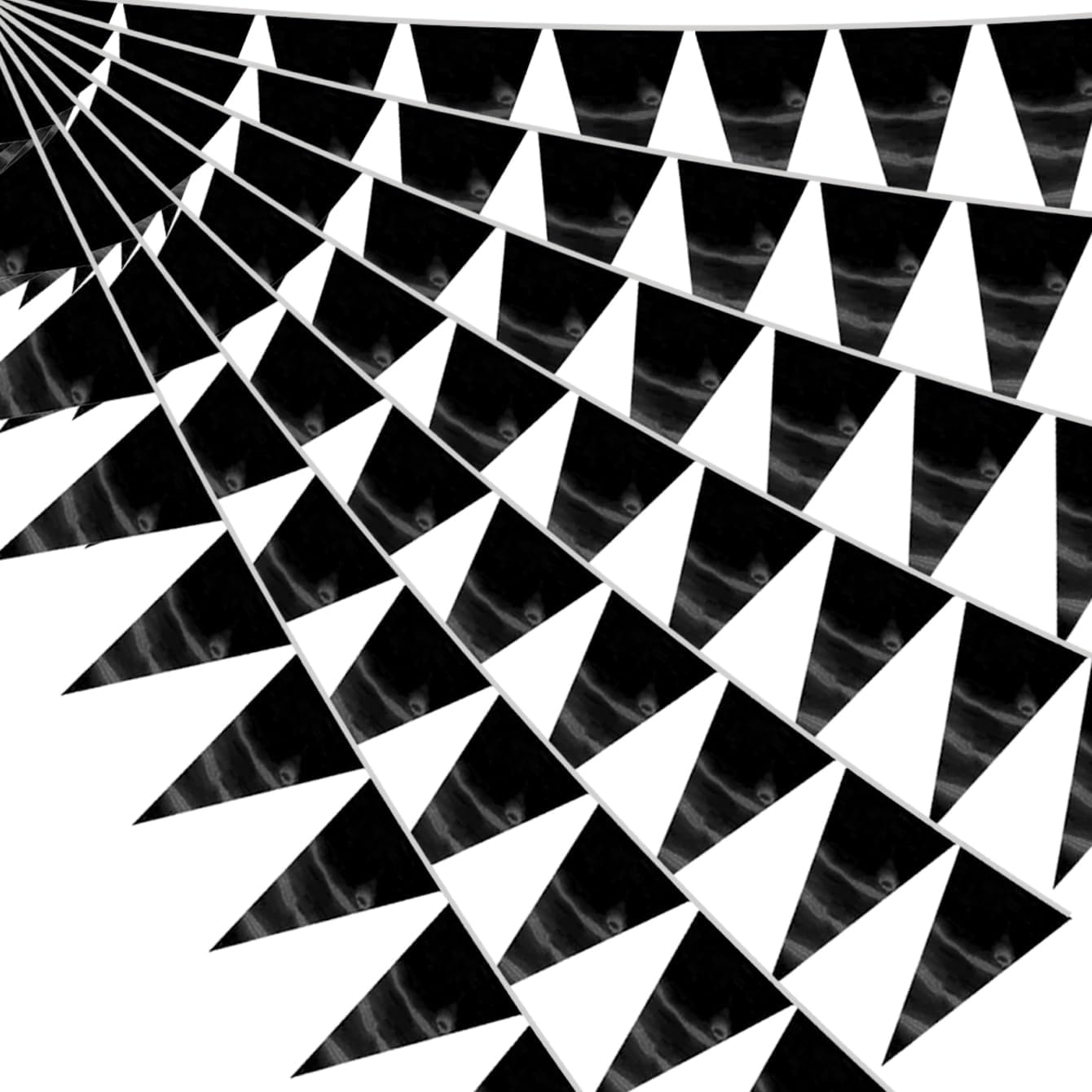 40M/130FT Black Triangle Pennant Banner Flag Metallic Fabric Bunting Garland for Christmas Graduation Birthday Wedding Engagement Bachelorette Holiday Halloween Celebration Hen Party Supplies