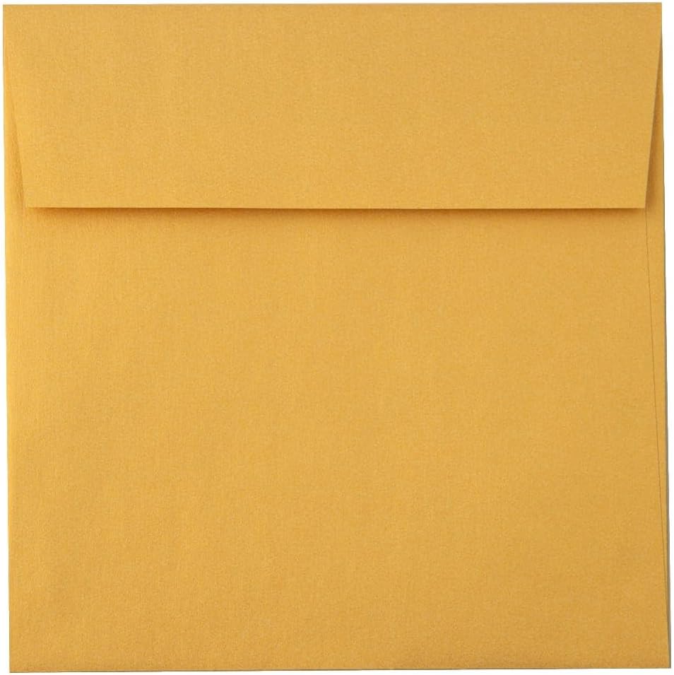 LUXPaper Square Invitation Envelopes | Peel & Press | 5 3/4" x 5 3/4" | Gold Metallic | 80lb. Text | 50 Qty